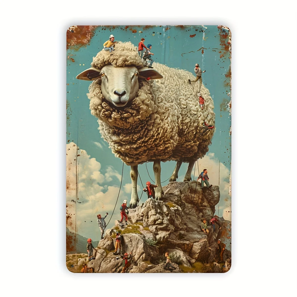 2D Flat Vintage Sheep'S Perspective Metal Sign | Perfect For Home, Bar, Cafe & Garage Decor