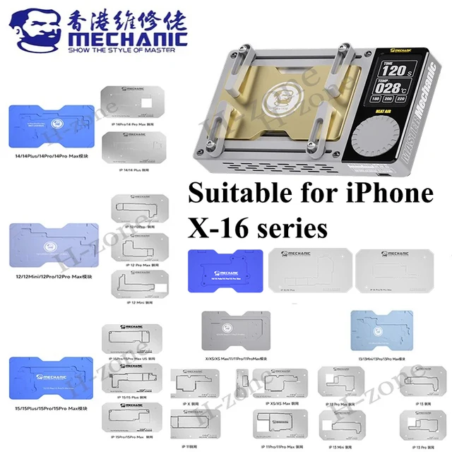 MECHANIC HEAT AIR Inteligentna platforma podgrzewania do iPhone X-16 PRO MAX Płyta główna Warstwowy układ BGA Szablon / naprawa matrycy punktowej