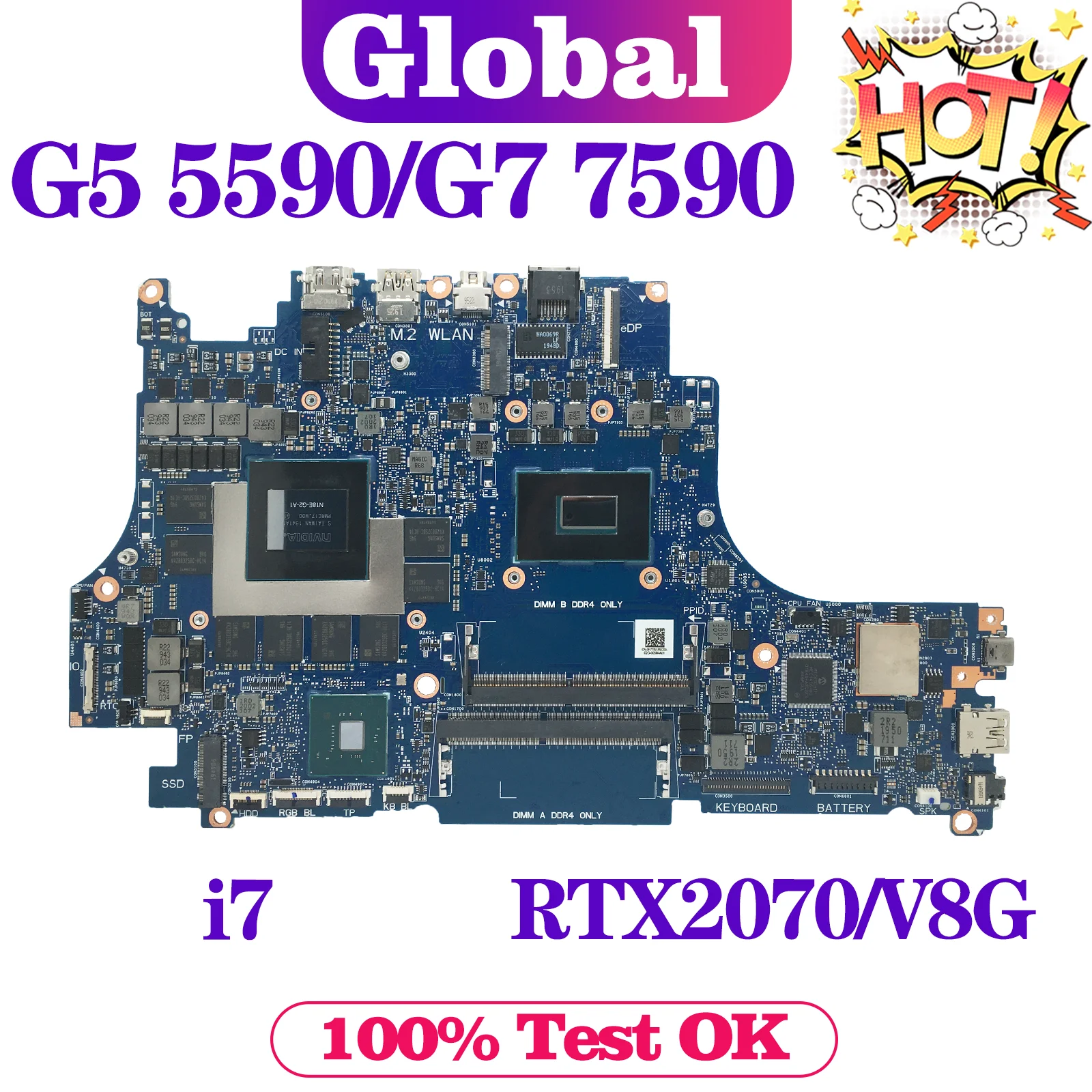 Imagem -02 - Kefu-motherboard Laptop para Dell Vulcan15 _ N18e g5 5590 g7 7590 I7-9750h Gtx1660ti Rtx2060-v6g Rtx2070 V8g Mainboard