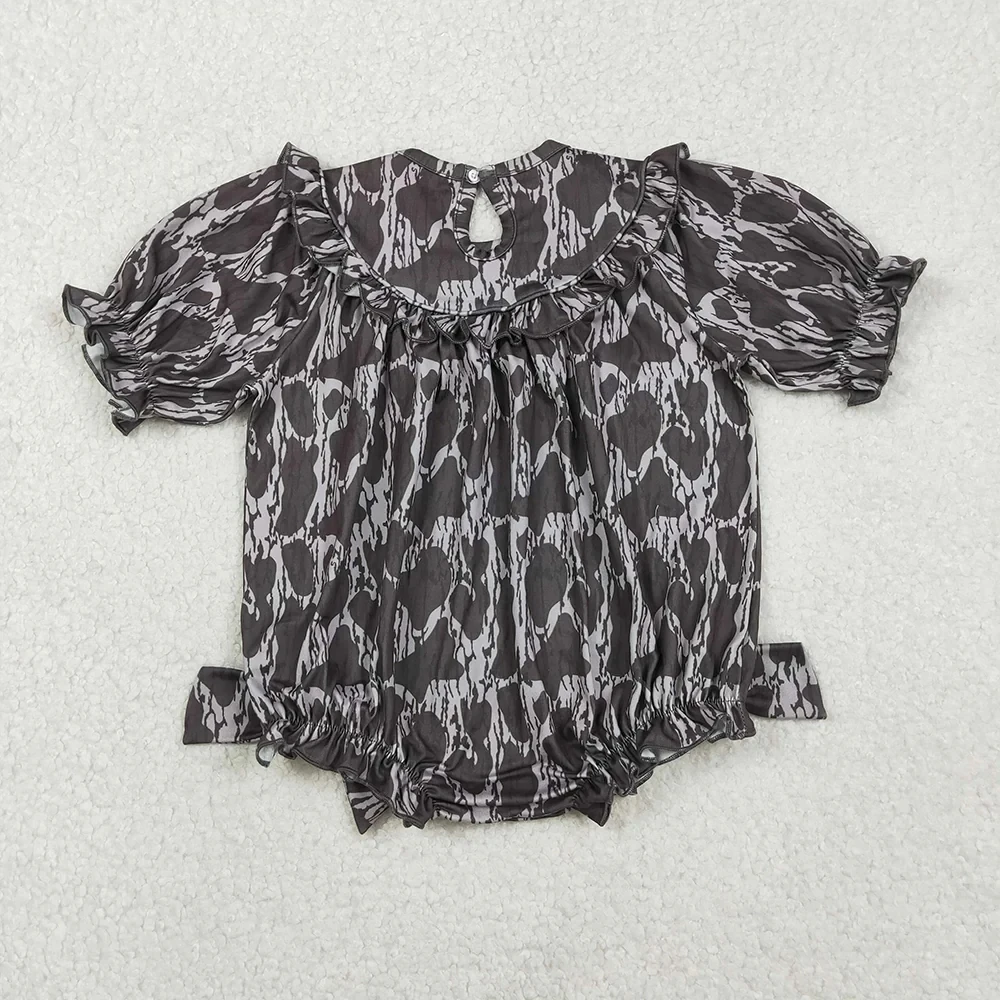 Wholesale Newborn Short Sleeves Bubble Smocked Coverall Toddler Kids Embroidery Mama's Romper Baby Girl Children Camo Clothing