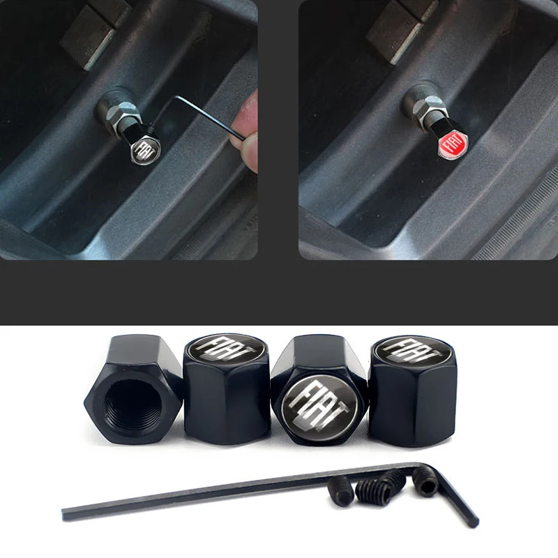 Car Logo Decor for Fiat Bravo Tipo 600 124 Spider 500x Stilo Uno Freemont Palio Panda Ducato Siena Wheel Tire Air Valve Stem Cap