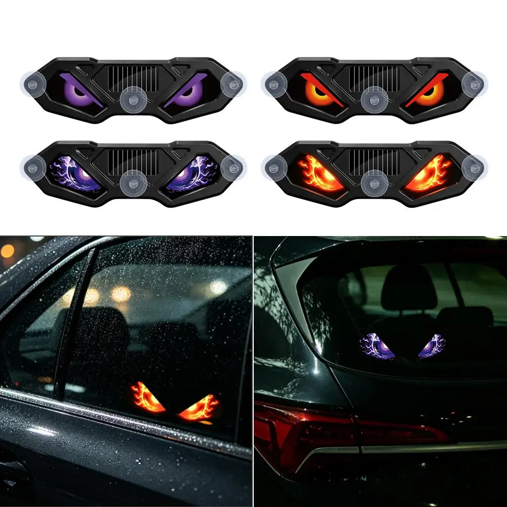 Solar Powered Devil Eyes Car Sticker Light Flashing LED Warning Light Car Window Interior Atmosphere Lamp Car Accessory 자동차 부품