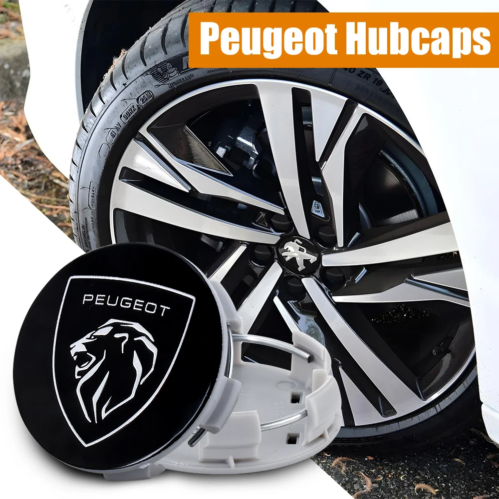 60mm Car Wheel Hub Caps Auto Emblem Tire Center Cover Badge Decor For Peugeot 208 3008 107 308 2008 207 508 607 301 106 406 407