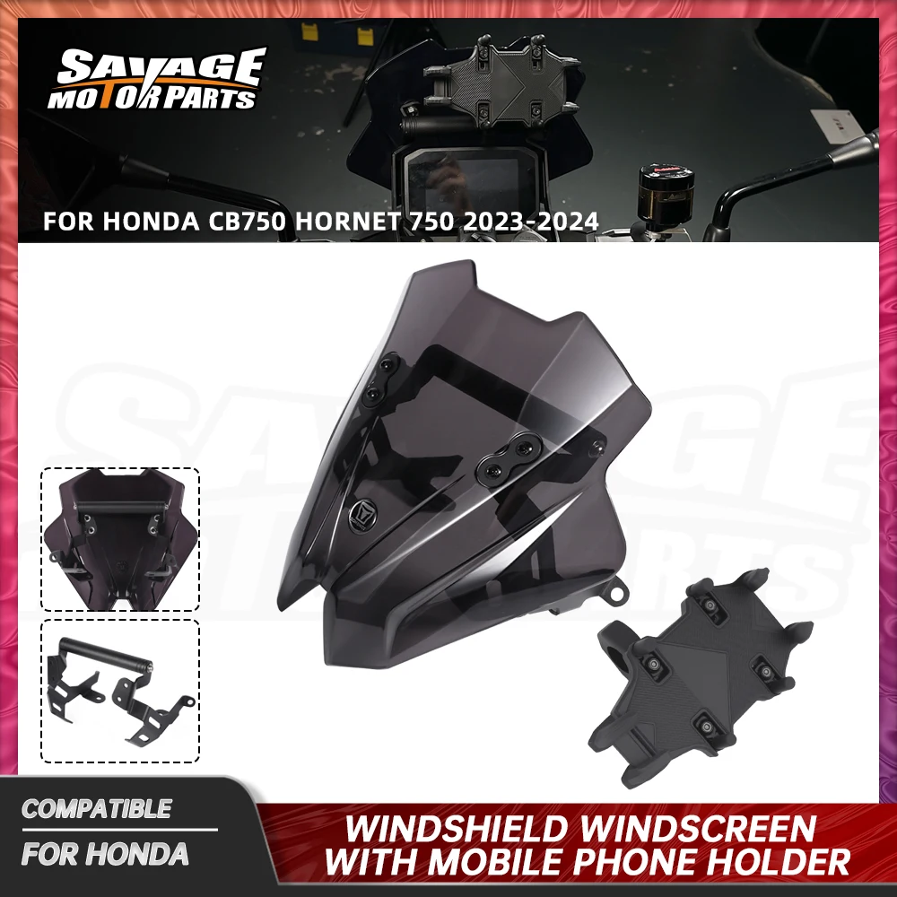 

Hornet750 Windshield Windscreen For Honda CB750 Hornet 750 Wind Deflectors Parabrisas With Cellphone Phone GPS Navigation Mount