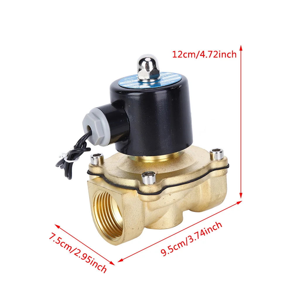 Elektrozawór 12V, 1 cal, mosiężny, 2-drogowy, 2-pozycyjny, elektromagnetyczny zawór powietrza, normalnie zamknięty, zawór elektromagnetyczny.