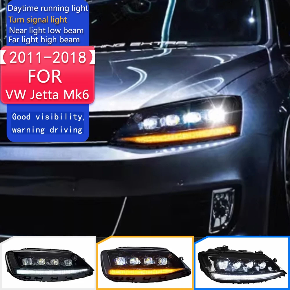

Car Styling Head Lamp for VW Jetta Mk6 LED Headlight 2011-2018 R8 Design Headlights Drl Hid Bi Xenon Auto Accessories