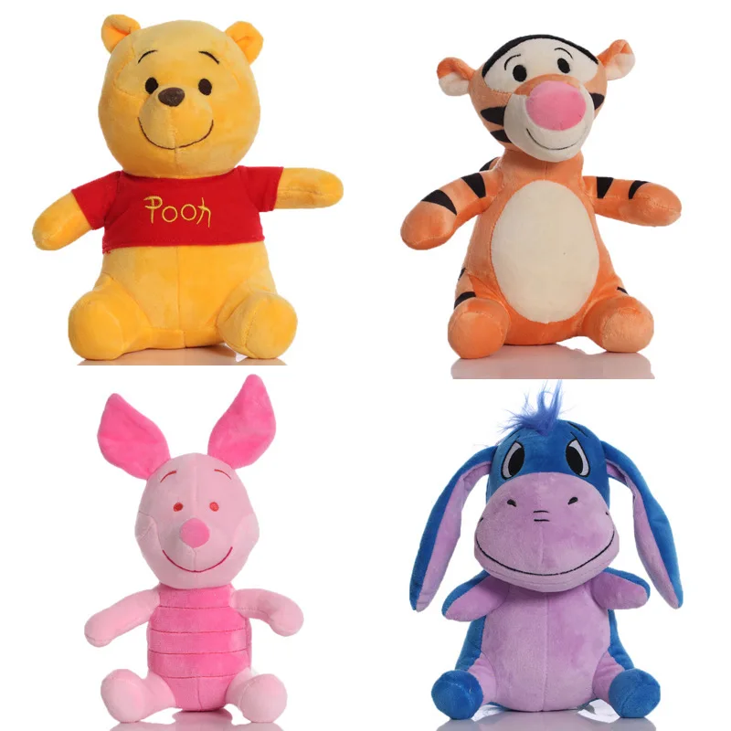 Cute Cartoon Plush Doll for Children, Bear, Donkey, Tigger, Piglet, Pig, Comfortable Rag, Sitting Little Tiger, Children's Toy