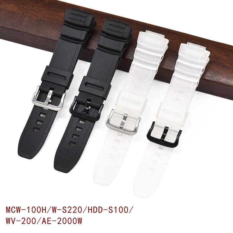 Resin Strap Band for Casio MCW-100H W-S220 HDD-S100 16mm Men Sport Waterproof TPU Replacement Bracelet Watch Band Black Orange