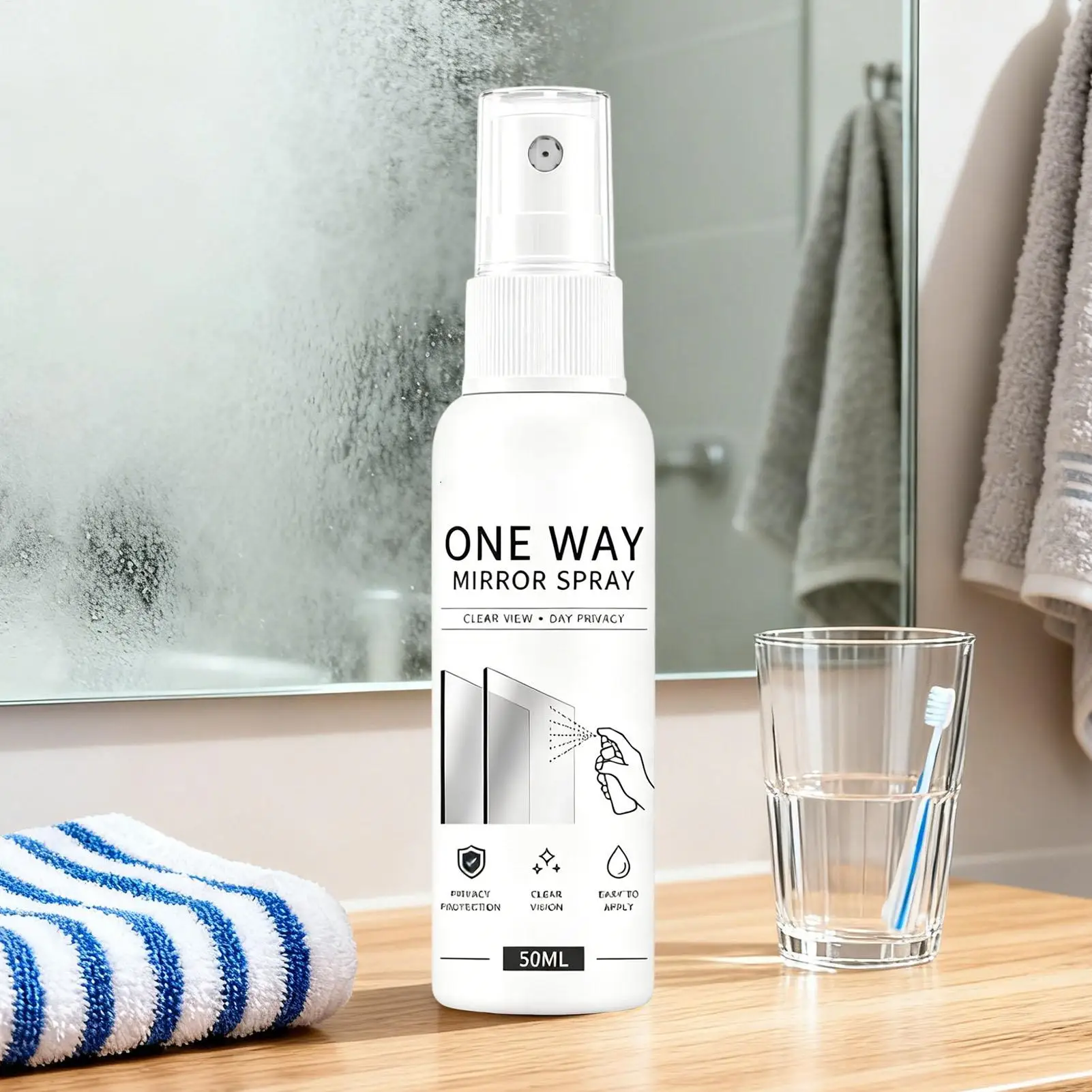 Reflective Window Spray 50ml Portable Quick Drying Temporary Privacy Window Spray for Home Apartment Dormitory Office Hotel