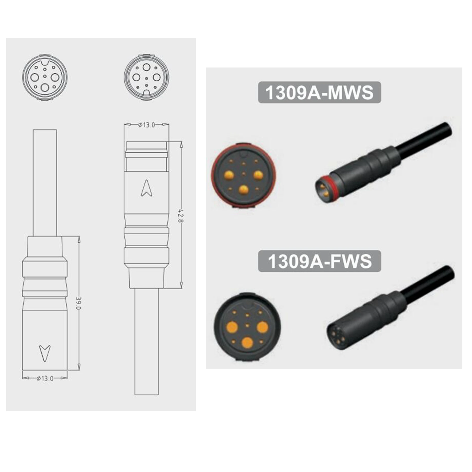 Cusmade Motor Cable 1309A Extension L=1000mm 9Pin Male And Female Spare Cable For Ebike