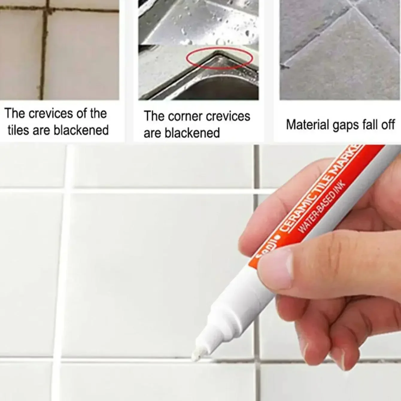 Waterproof Ceramic Tile Grout Marker, Mold-Resistant Seam Pen for Kitchen & Bathroom Wall and Floor Repair Repair Marker view 3
