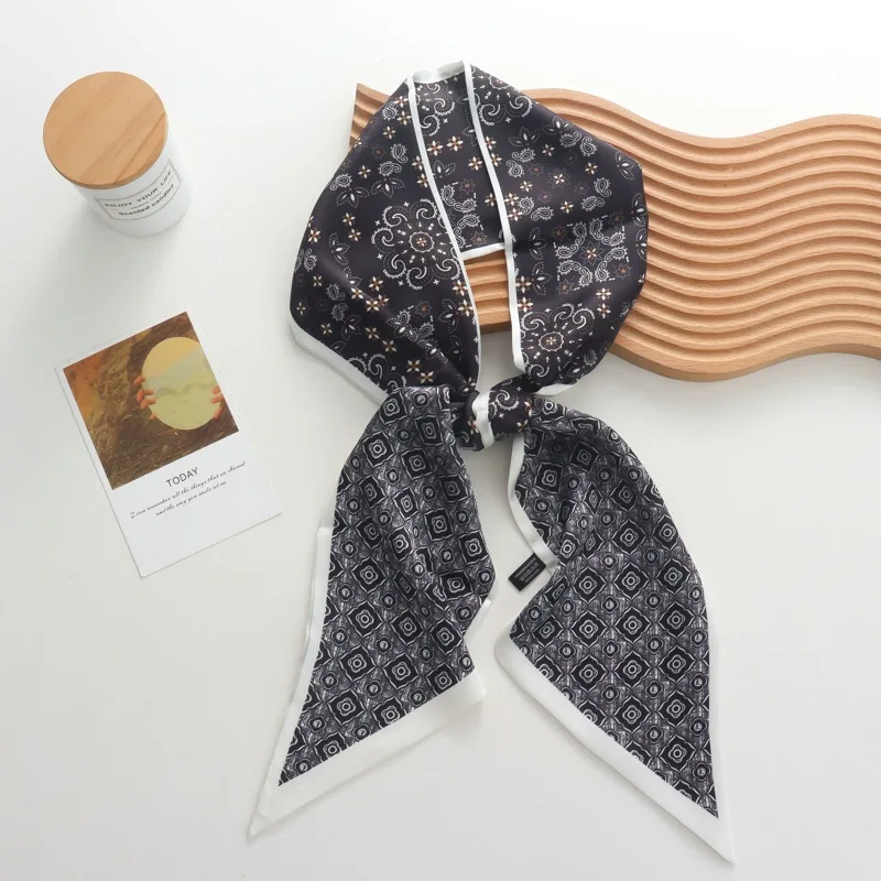 2025 جديد الربيع والخريف لونين الرجعية قطاع وشاح حريري صغير الخارجي الغربي الجمعية قميص المهنية وشاح رقيقة وشاح