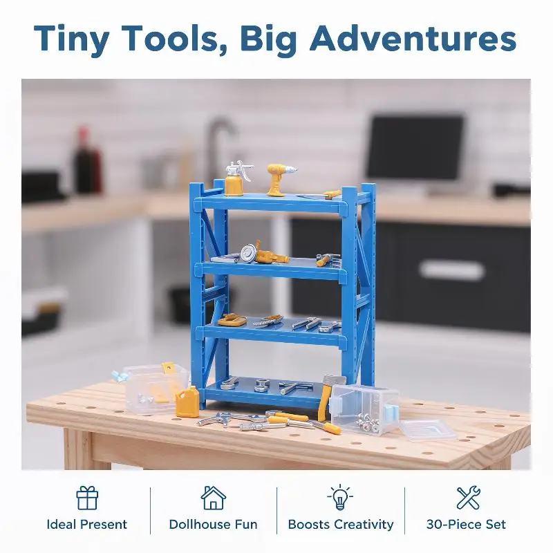 NEW 30Pcs 1:12 Scale Miniature Tool Kit Resin Workshop Accessories Assorted Garage Bench Parts for  OB11 Dollhouse Scene