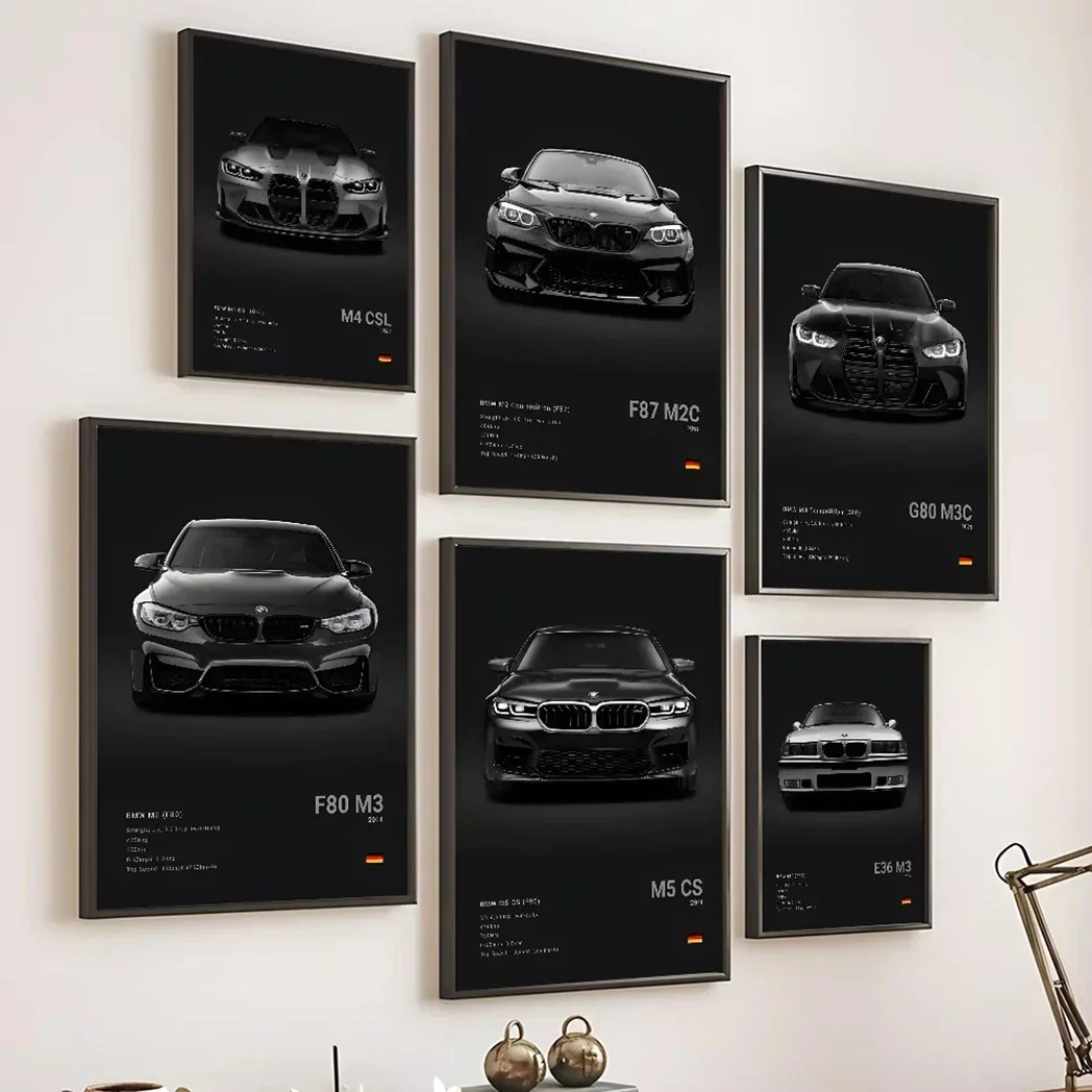 Frameless Pop Art Car Wall Art Posters for Modern Home Decor Canvas Prints M2 M3 M4 M5 Z8 CSL GTS Gifts For Car Enthusiasts Pict