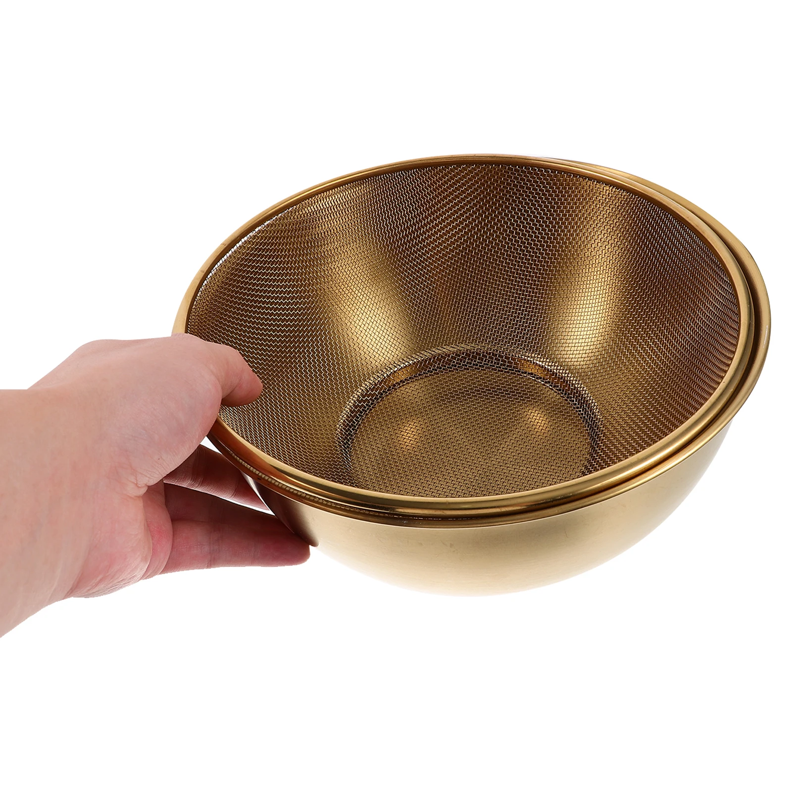 

2Pcs Elegant Stainless Steel Colander With Bowl Kitchen Accessories For Rice And Vegetable Draining
