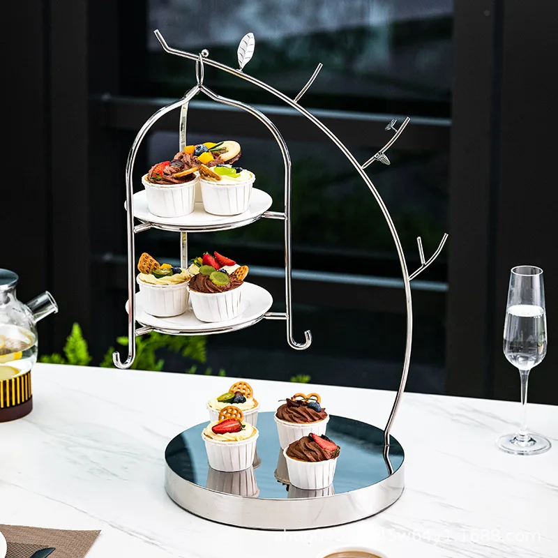 European three-layer afternoon tea snack plate cake rack dessert table ornament display rack tea break table fruit plate shelf