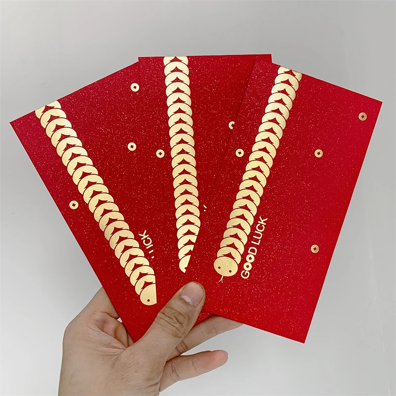 10Pcs Snake Year Red Envelope Personalized Red Bag 9x17cm Can Customize 2025 Red Pocket Chinese New Year Supplies