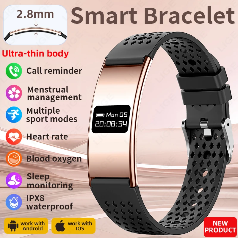 

LIGE New 2.8mm Ultra-thin Smart Wristbands Heart Rate Health Monitoring Smart Bracelet Waterproof Sports Electronic Smart Watch
