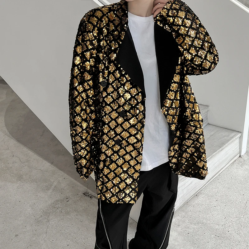 Men's Suit Jacket Little Round Sequins Sparkling Men's Blazer Wedding Dinner Band Stage Street Performance Men's  Blazer