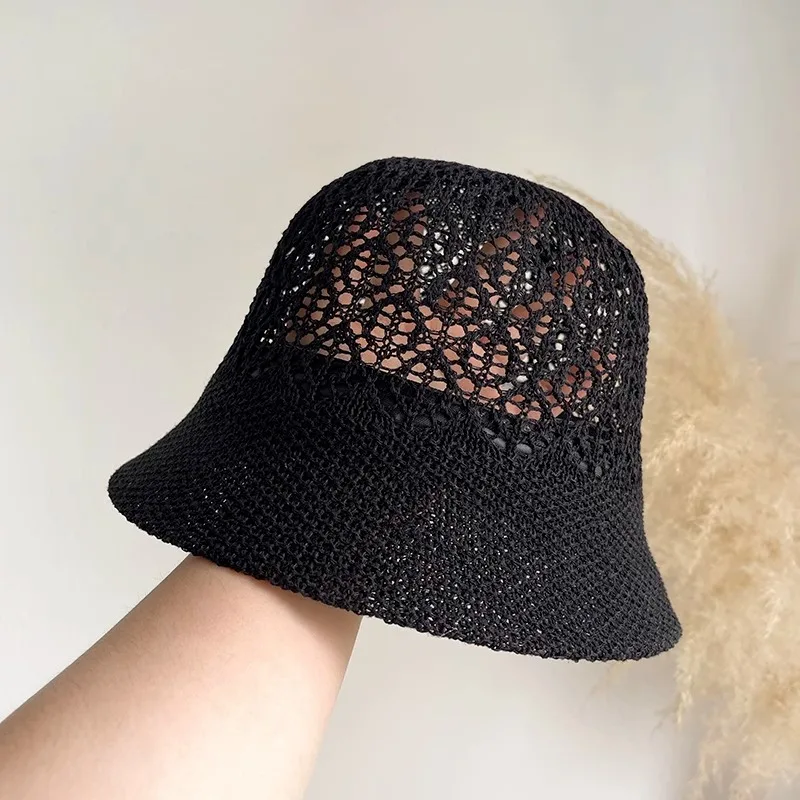 Summer Knitted Fisherman Hat for Women Breathable Sun Protection and Sunshade Hat Fashionable Basin Hat for Outings