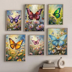 Vintage Insect Butterfly and Flower Poster Prints Canvas Painting Butterflies Floral Wall Art Picture for Living Room Home Decor
