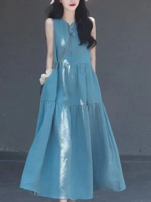 

Свободная юбка-миди макси Dr с поясом, большие размеры, цвет, новая летняя модная корейская женская одежда