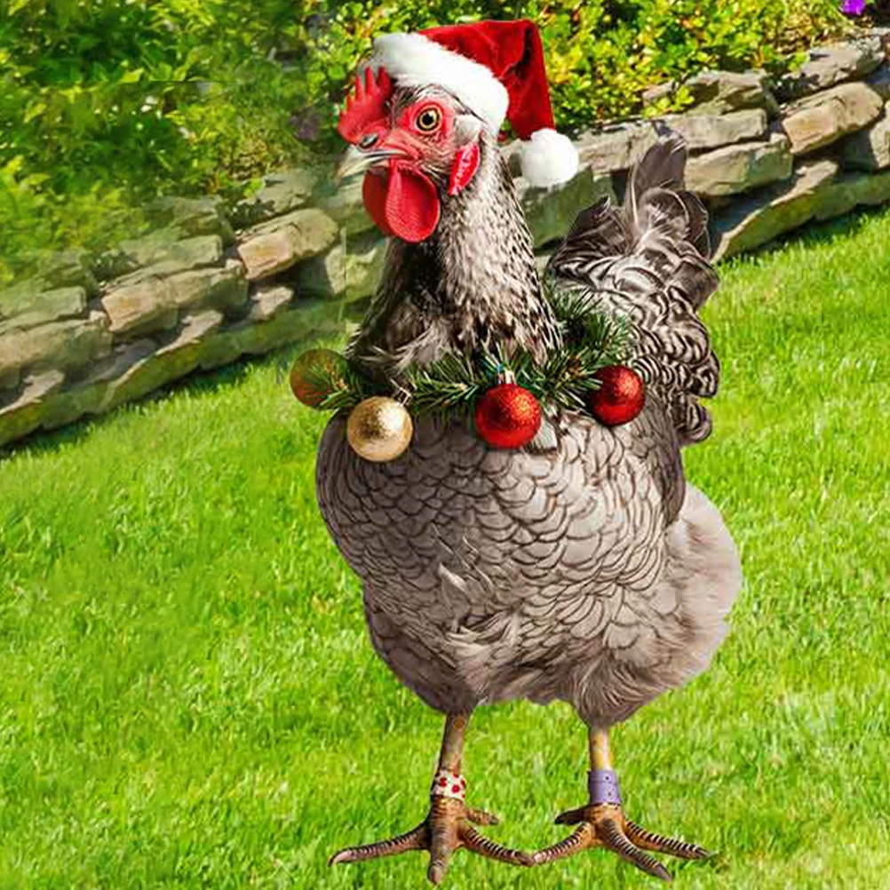 

Colorful Chicken Yard Decor Charming Metal Garden Stakes Outdoor Christmas Ornament