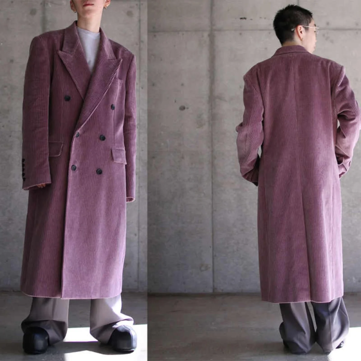 

Classical British Style Men Overcoat Double Breasted Peaked Lapel Autumn Winter Outdoors Warm Commute Coats Customized