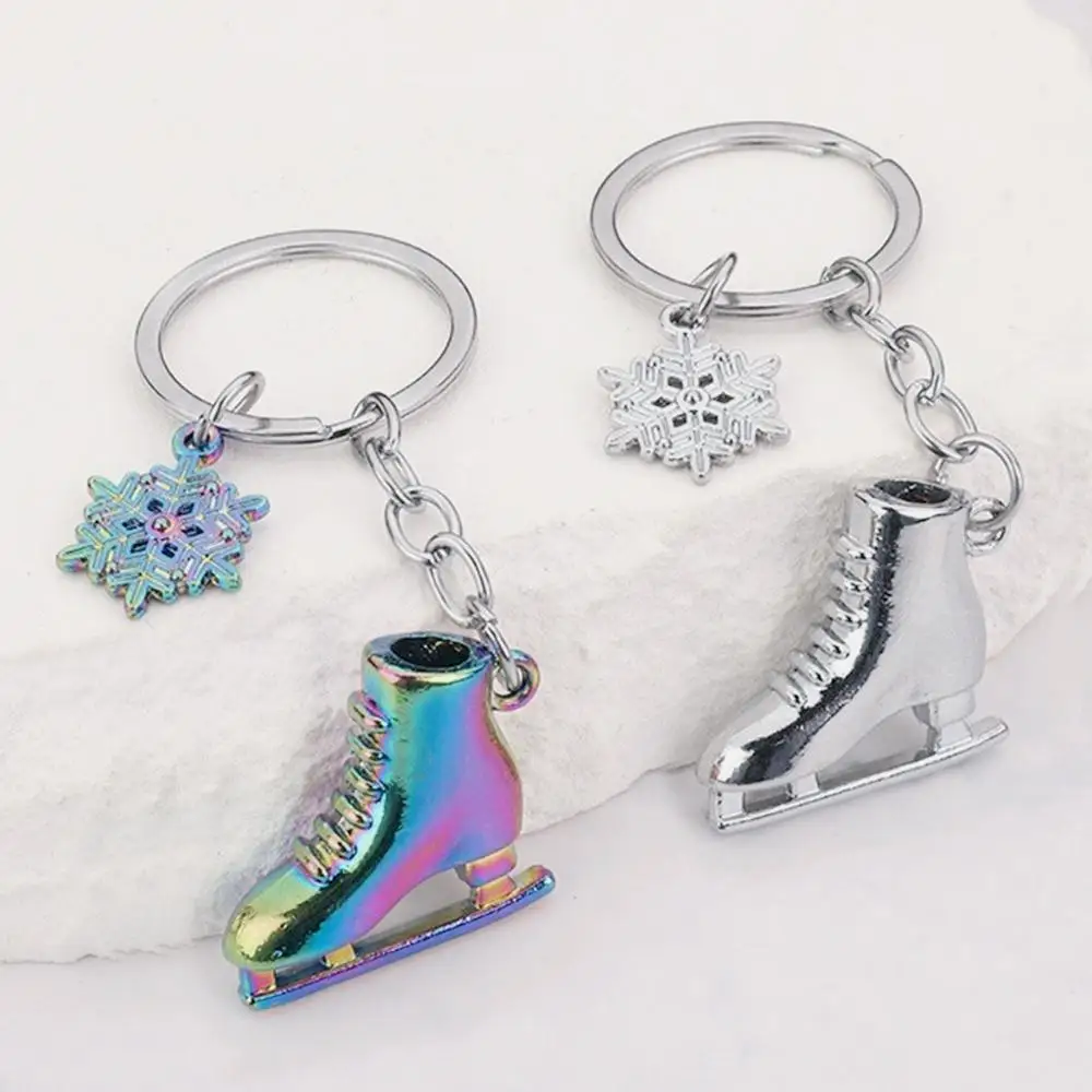 Snowflake Ice Skates Pendant Keychain Metal Figure Skating Shoes Keyring Women Men Handbag Decoration Party Favors Club Gifts