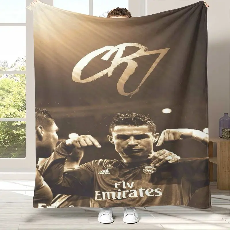CR7 Ronaldo Cristiano Soccer Football Legend Theme Flannel Throw Blanket,Cozy Warm Blanket for Bed,Sofa,Living Room,Home Decor