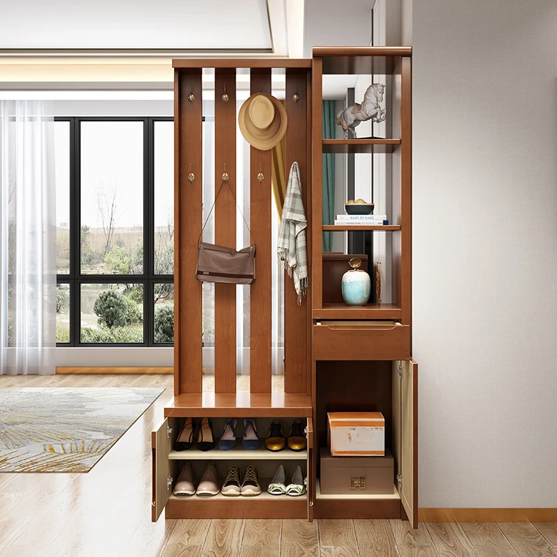 

Solid wood entrance cabinet, partition cabinet, full-length mirror hanging wardrobe