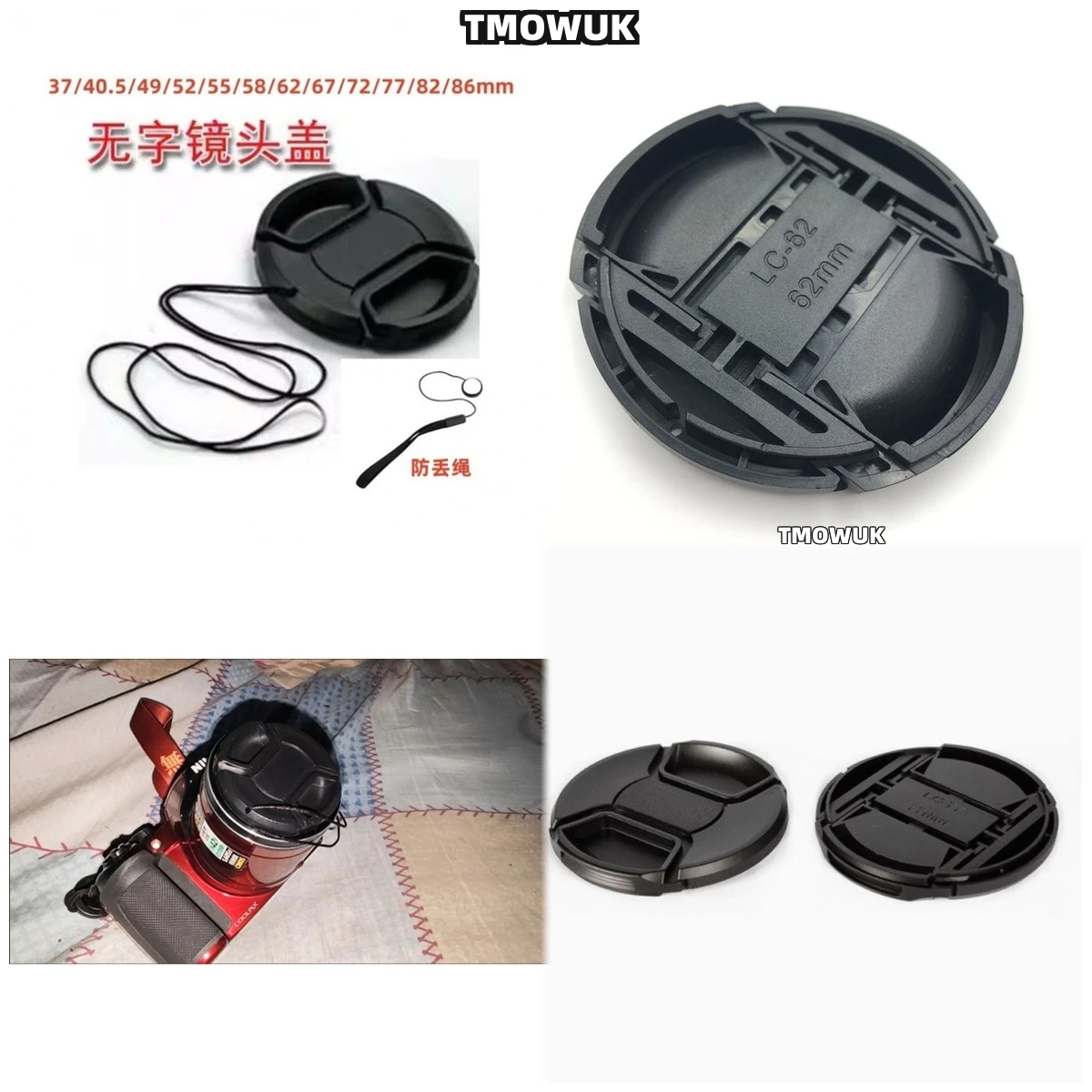 

For SONY Alpha 7R IV A9II A7S2 A7R5 A450 A290 A68 A55V Camera Lens Cap Protective Cover Center Pinch Snap-on 49mm 52 55 58 62 67