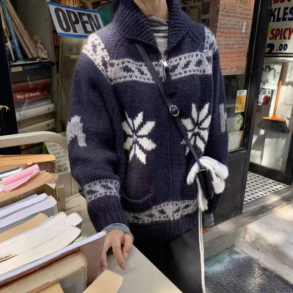 

Loose Collar Knitted Sweater for Women Faionable All-Match Anti-Aging Dongda Gate 2025 Autumn Winter Thi Long Sve Top