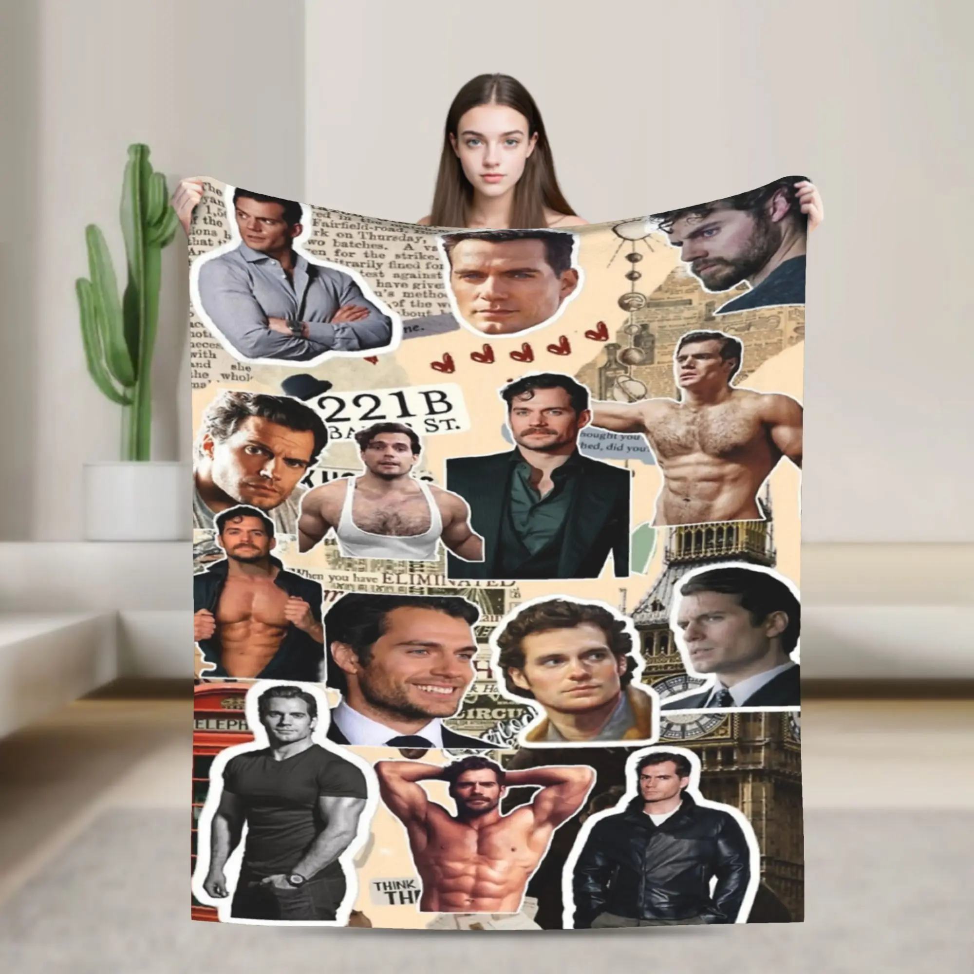 henry cavill photo collage  Merch Blanket Cozy Soft  Throw Blankets for Couch 50x60 Inches Multiple Sizes Bedding Throws