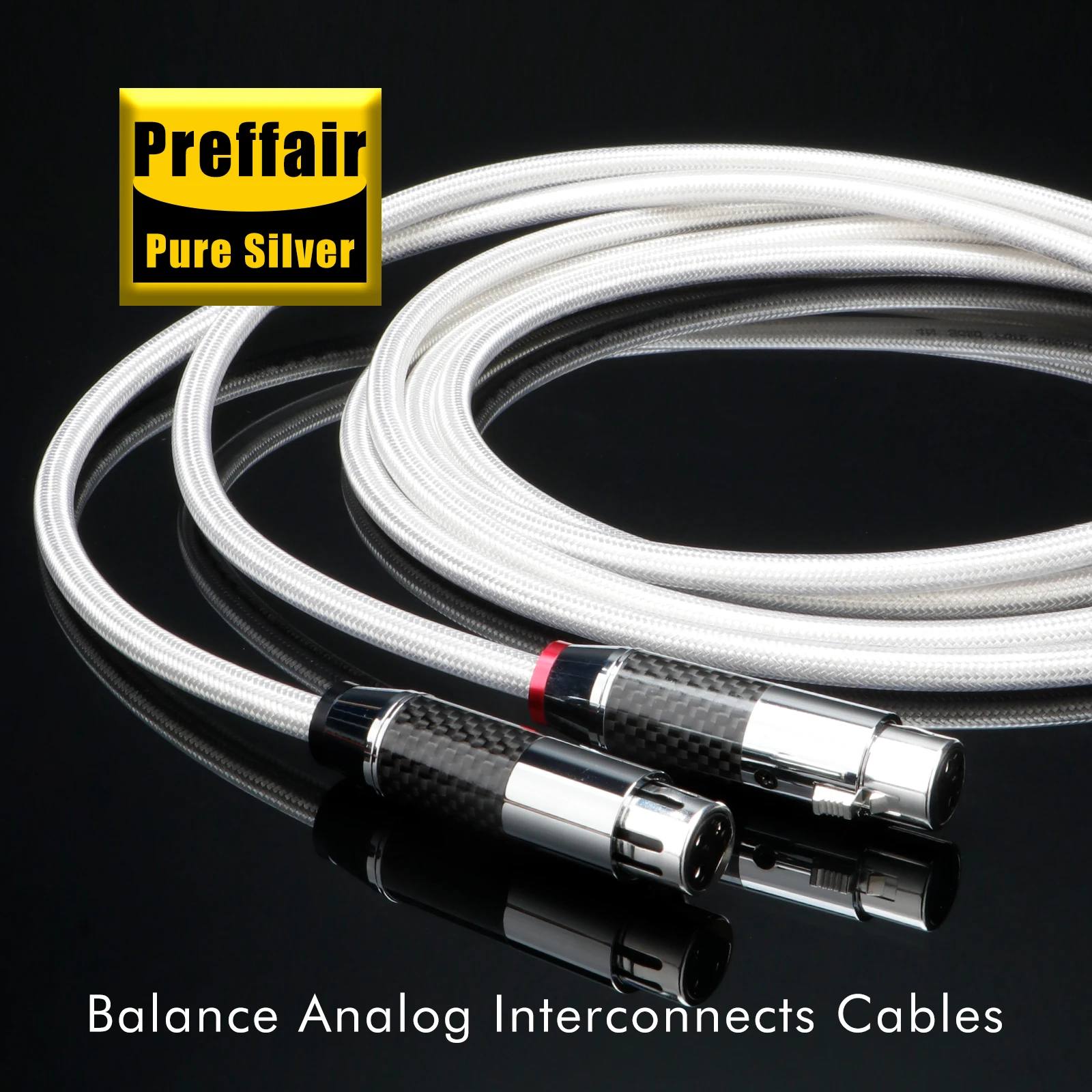 Rca Cable HiFi 5N Pure Silver Rca Male to Male Cable 18AWG Solid PSS Pure Silver Core Rca Audio Cable Carbon Fiber Plug preffair