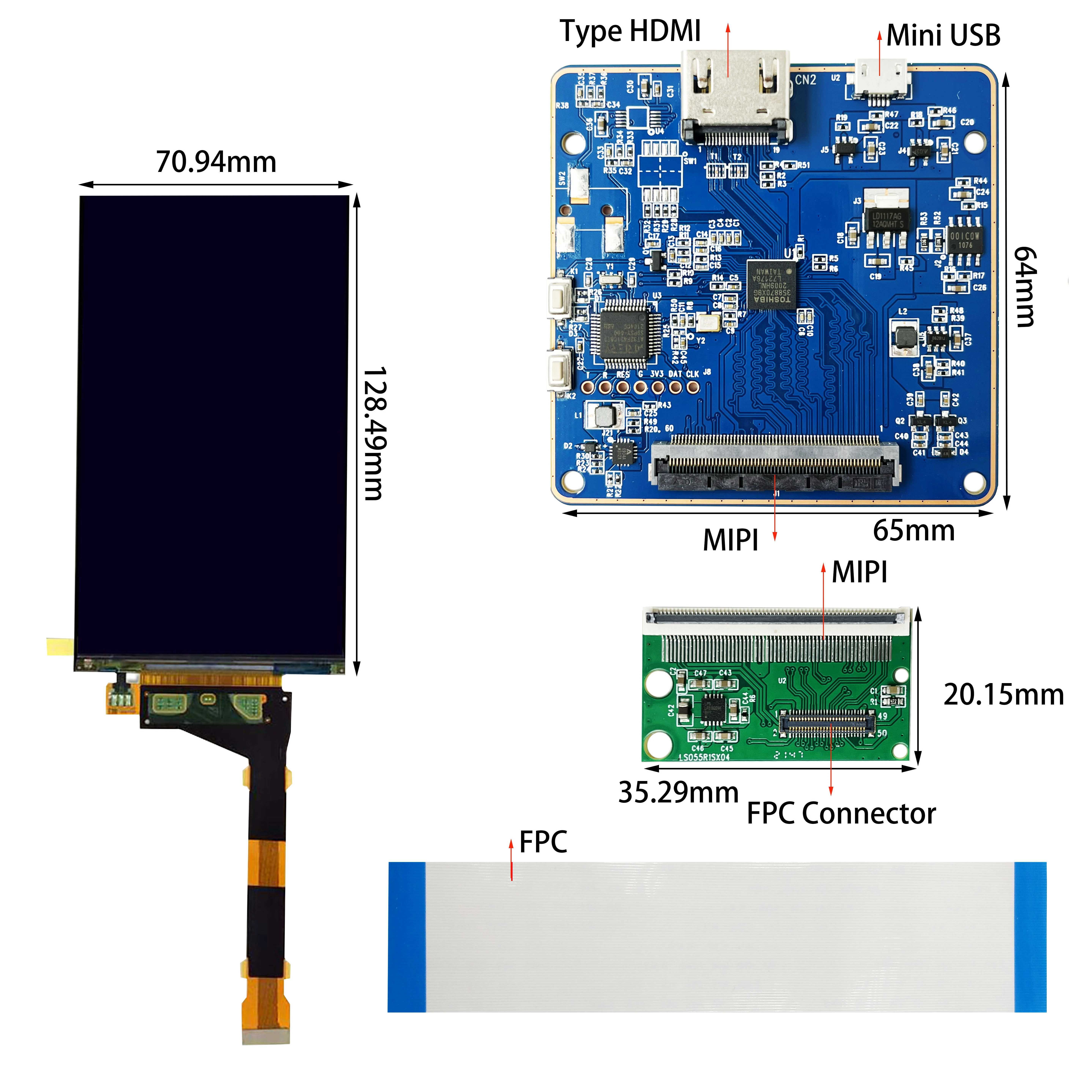 5.5 Inch 2K LCD Display LS055R1SX04 Printer Screen 2560*1440 Panel No Backlight HDMI Drive Board For ANYCUBIC Photon S