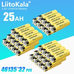 32PCS LiitoKala 3.2V 25Ah LiFePO4 rechargeable battery DIY12V 24V 48V 25Ah is suitable for golf cart and boat solar system