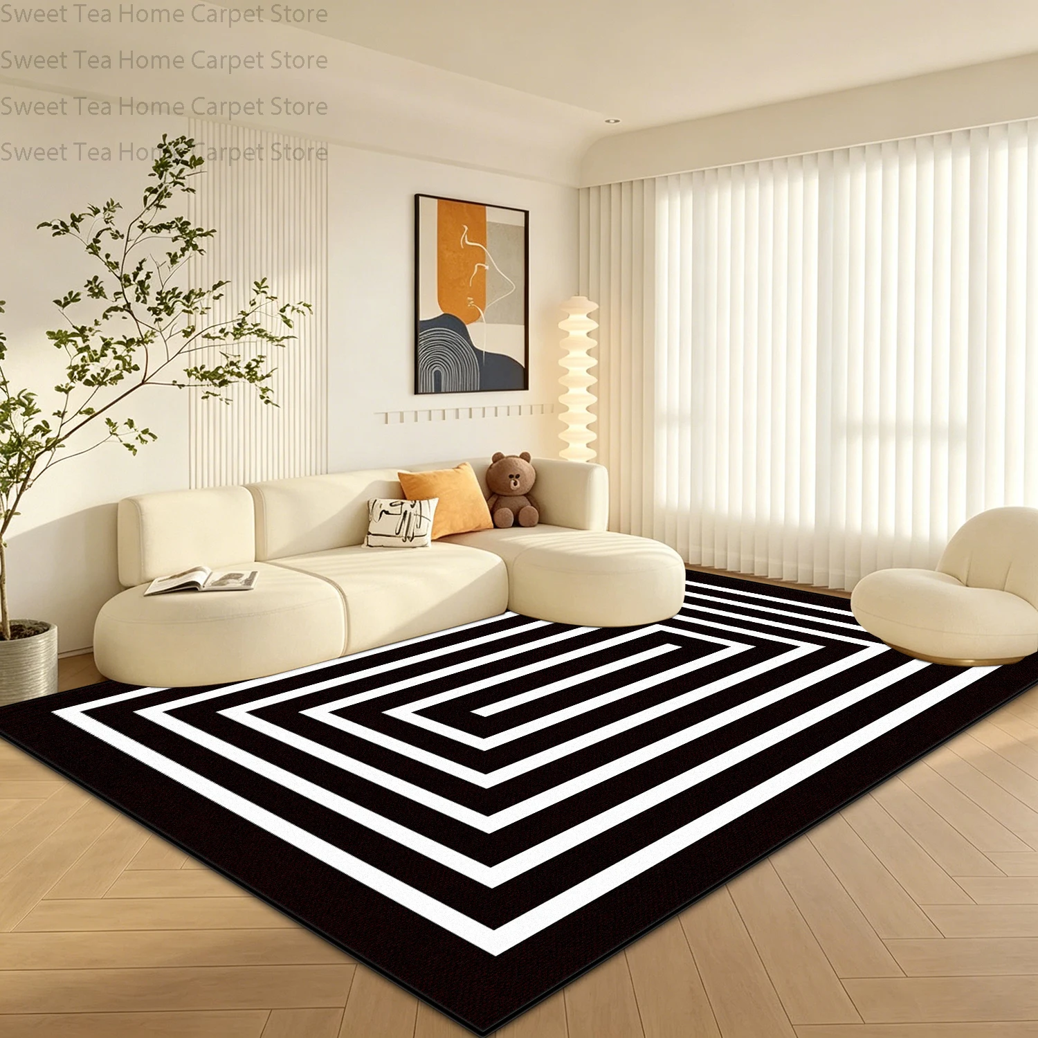 Outdoor Furniture Cafe - Nordic Geometry Living Room Area Rug