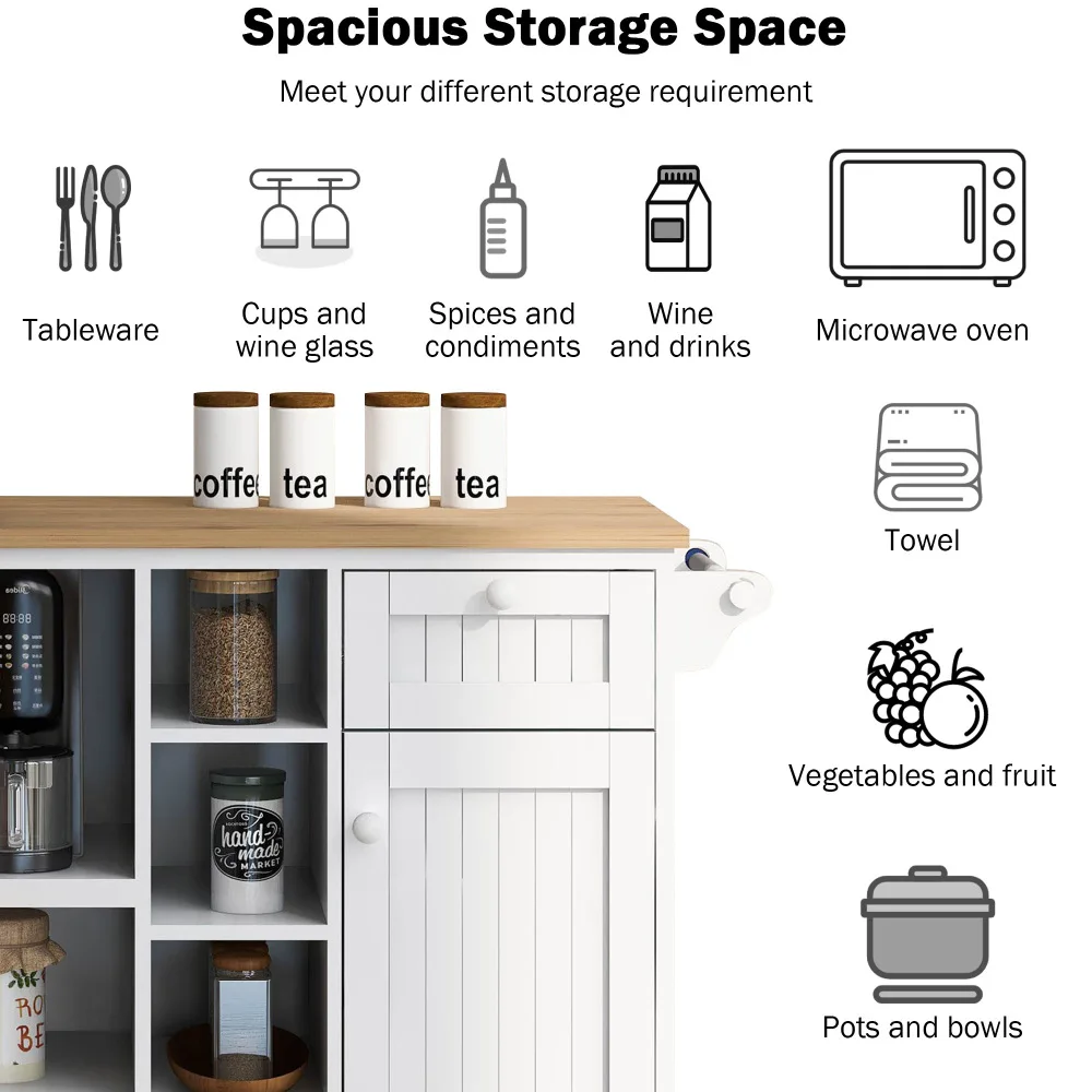 Kitchen Island Cart with Storage Cabinet and 2 Locking Wheels,Microwave Cabinet Kitchen Island Kitchen Islands Trolleys Bar Cart