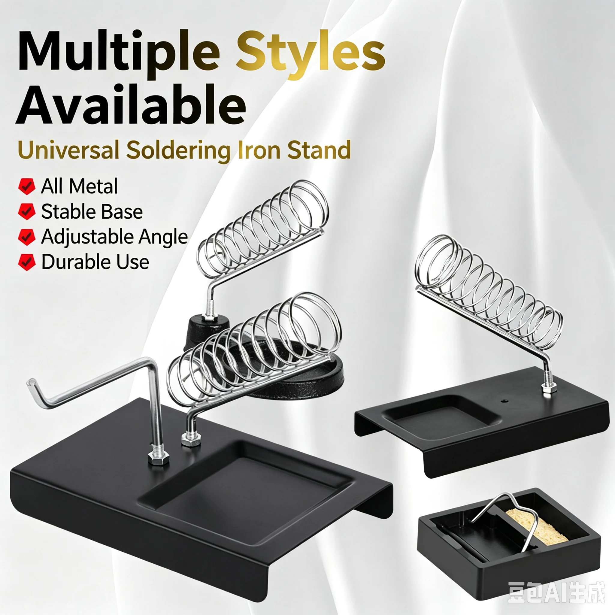 Soldering Iron Stand Portable Holder Soldering Tin Stand with Welding Cleaning Sponge Electric Soldering Iron Accessories