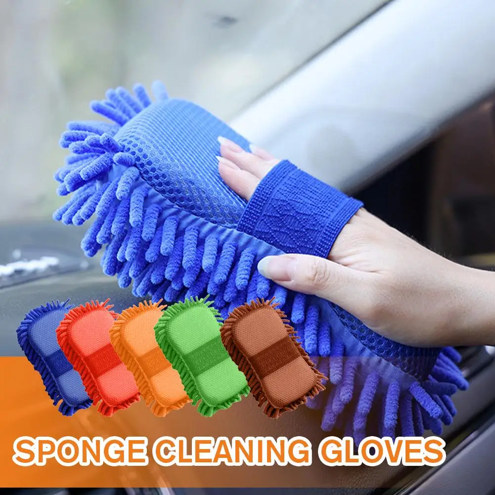 Premium Chenille Microfiber Car Wash Mitten Scratch-Free Absorbent Care Ultra Cleaning Sponge Towel Car Washing Car Glove G9A3
