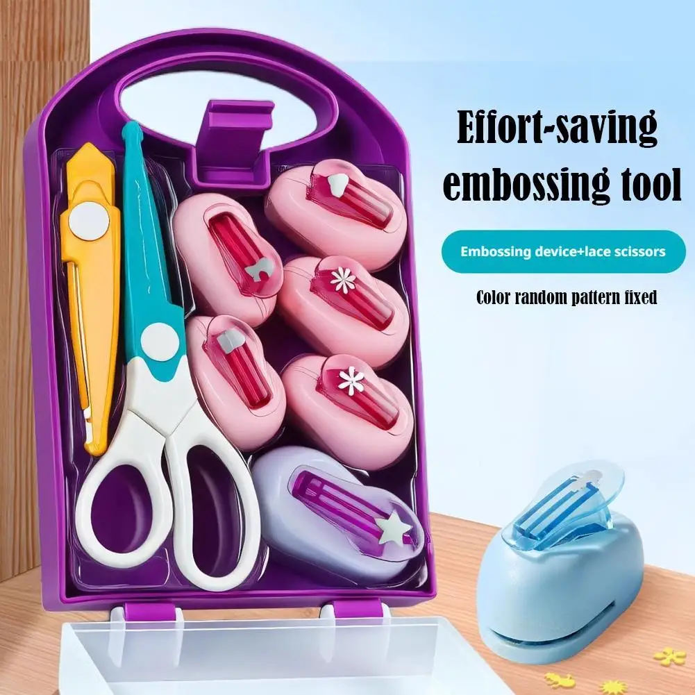 1set Creative Hole Punch Set Perfect For DIY Scrapbooking And Birthday Cards Fixed Patterns And Random Colors Available