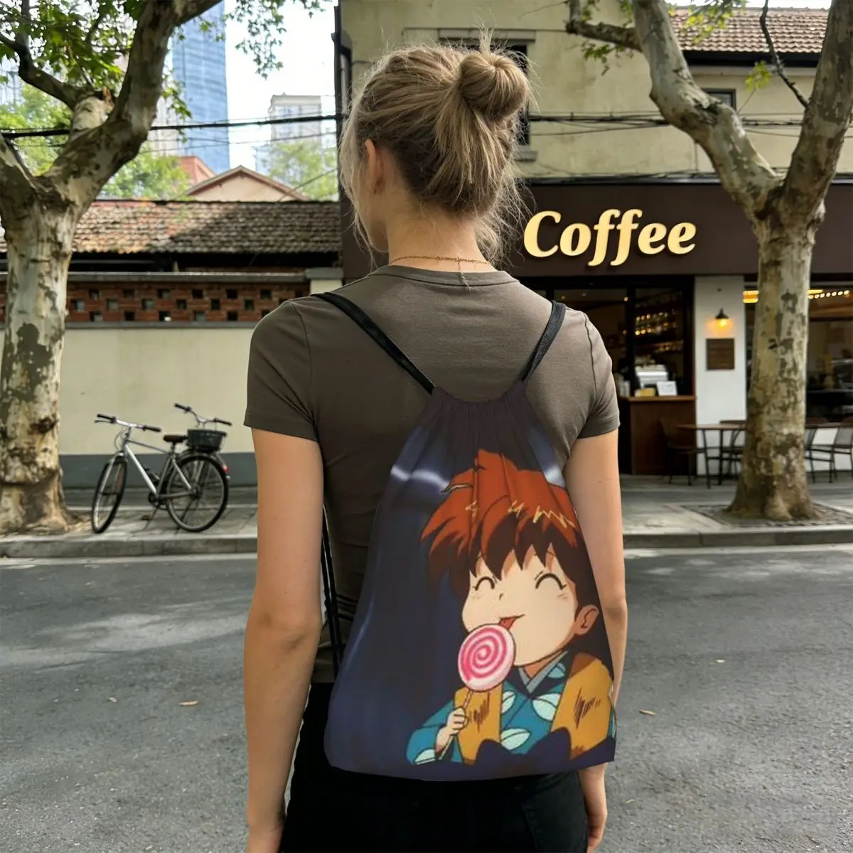 Anime Inuyasha Shippo Backpacks Fashion Drawstring Bags Sports Bag Book Bags for Man Woman School