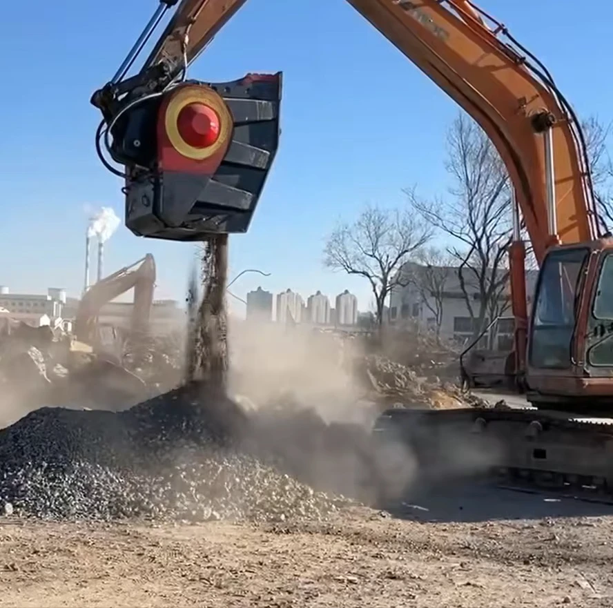 Recycling Excavator Crusher Bucket Hydraulic Concrete Rock Jaw Crushing Attachment Demolition Heavy Duty Tool Equipment