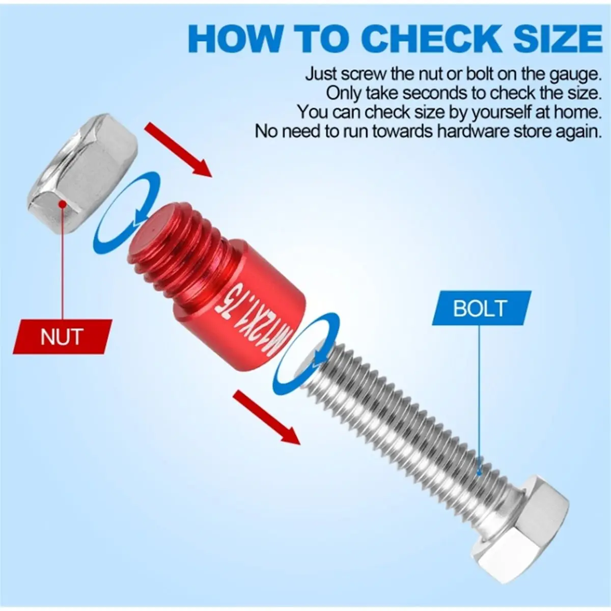 

Time Saving 55PCS Nut Bolt Size Gauge Thread Gauge Suitable for Detecting Fixed Bolts Threaded Holes