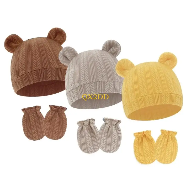 

Qx2d Baby Boy Girl Gloves Hat nat intected of noclycrycons -щипцы для дышащих хлопчатобумажных перчаток для младенца для для