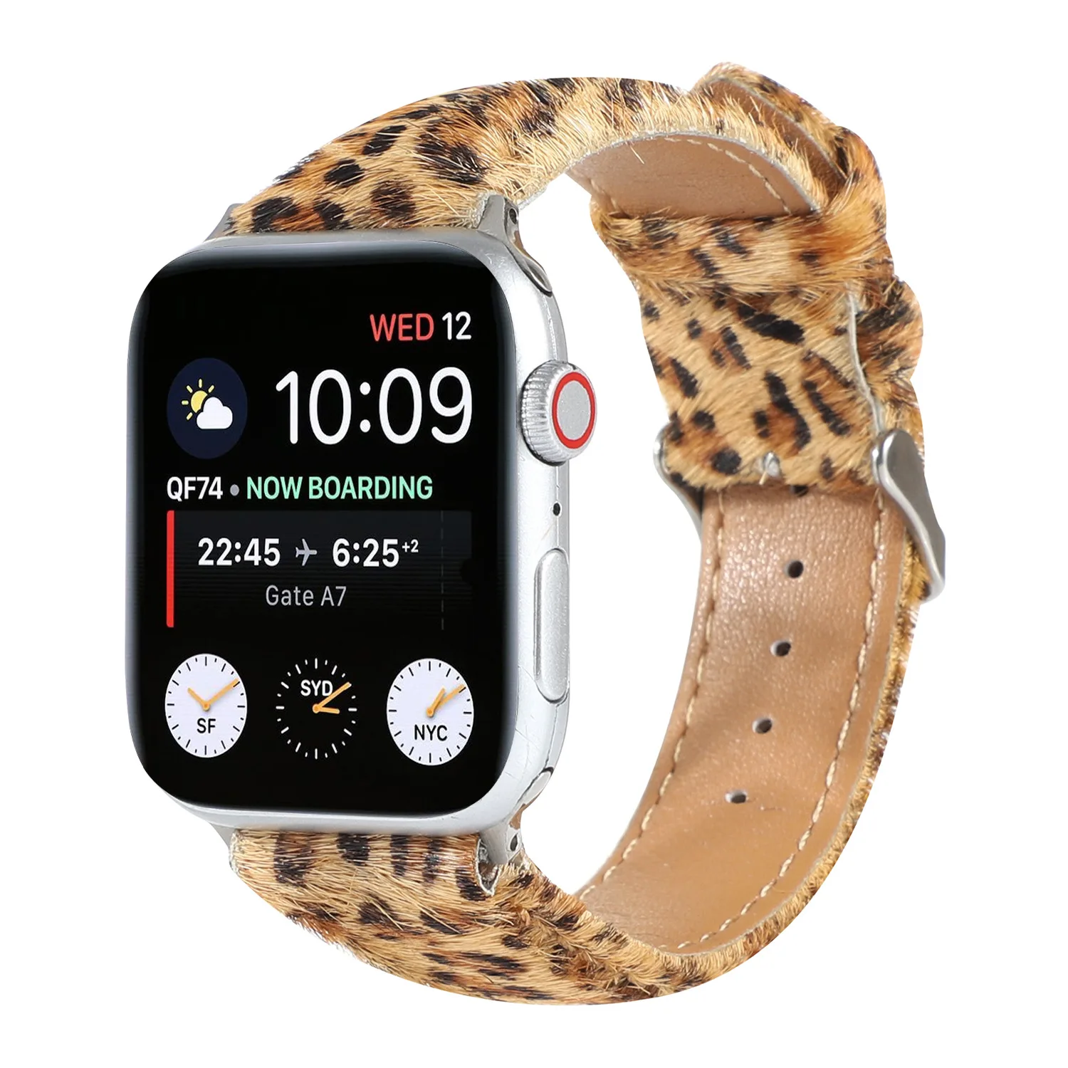 Apple Watch用レザーブレスレット,ヒョウ柄の馬のヘアバンド,iwatchストラップ,シリーズ4,5,6,7,8,9,se ultra,40mm, 41mm, 42mm 44mm、45mm、49mm