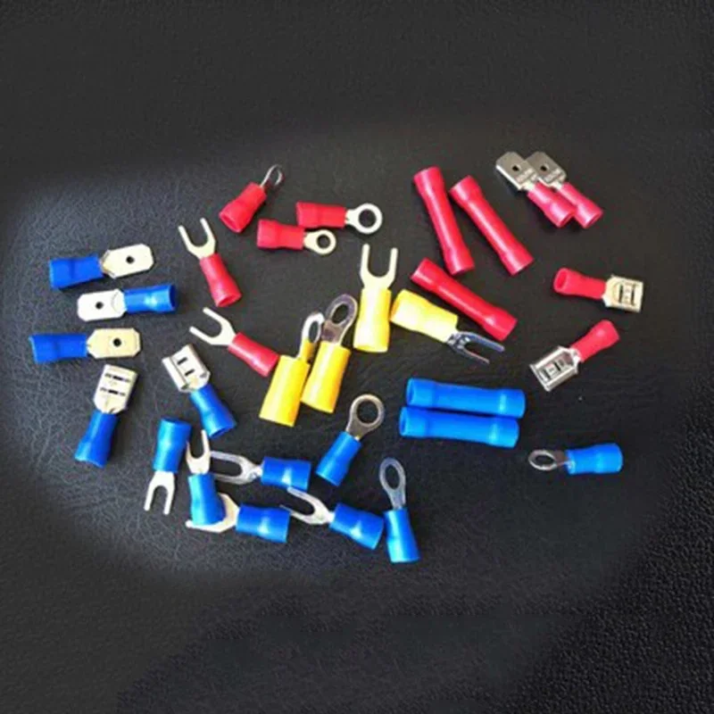 Assorted Insulated Fork U-type Set Terminals Connectors Kit Electrical Crimp Spade Ring Mixed Lug Cable Wire Car Accessories