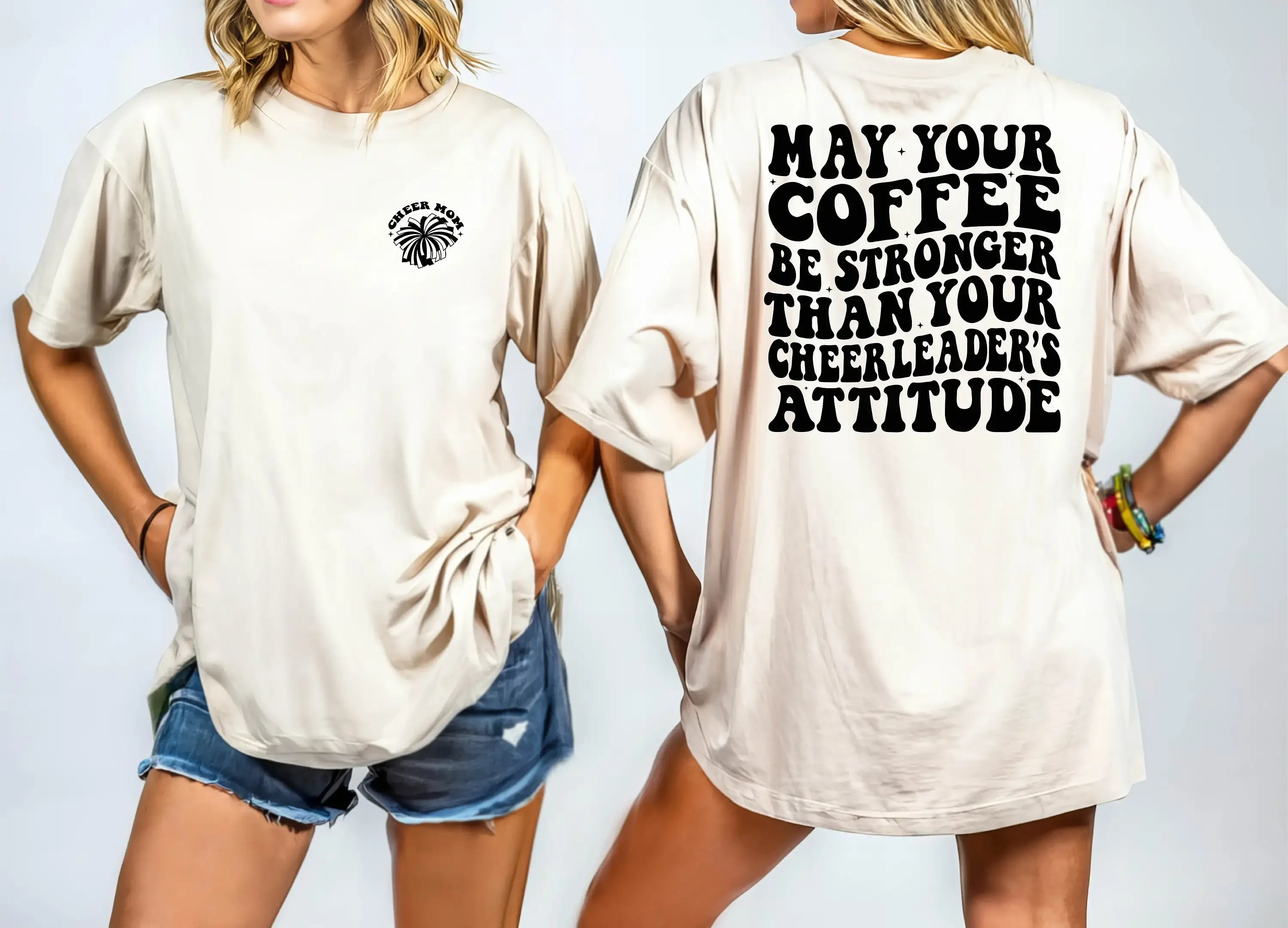 May Your Coffee Stronger Than Cheerleader'S Attitude T Shirt  Funny Cheer Mom Game Day