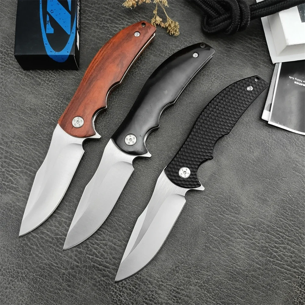 NEW 0606 Folding Pocket Knife D2 Blade Sandalwood / G10 Handle High Quality Outdoor EDC Survival Camping Hiking Hunting Tools